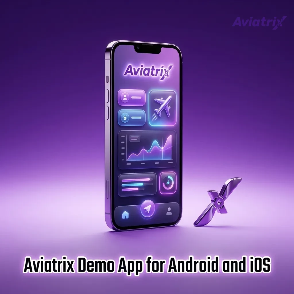 Smartphone screens showing Aviatrix demo game running inside casino apps on Android and iOS
