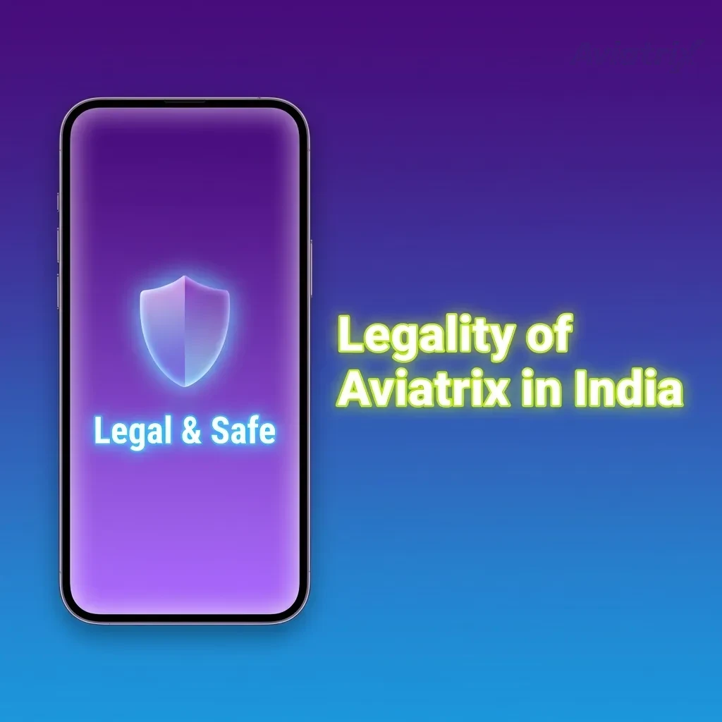 Graphic titled “Legality of Aviatrix in India” summarizing offshore licensing, state-wise rules, and safe, regulated play guidelines