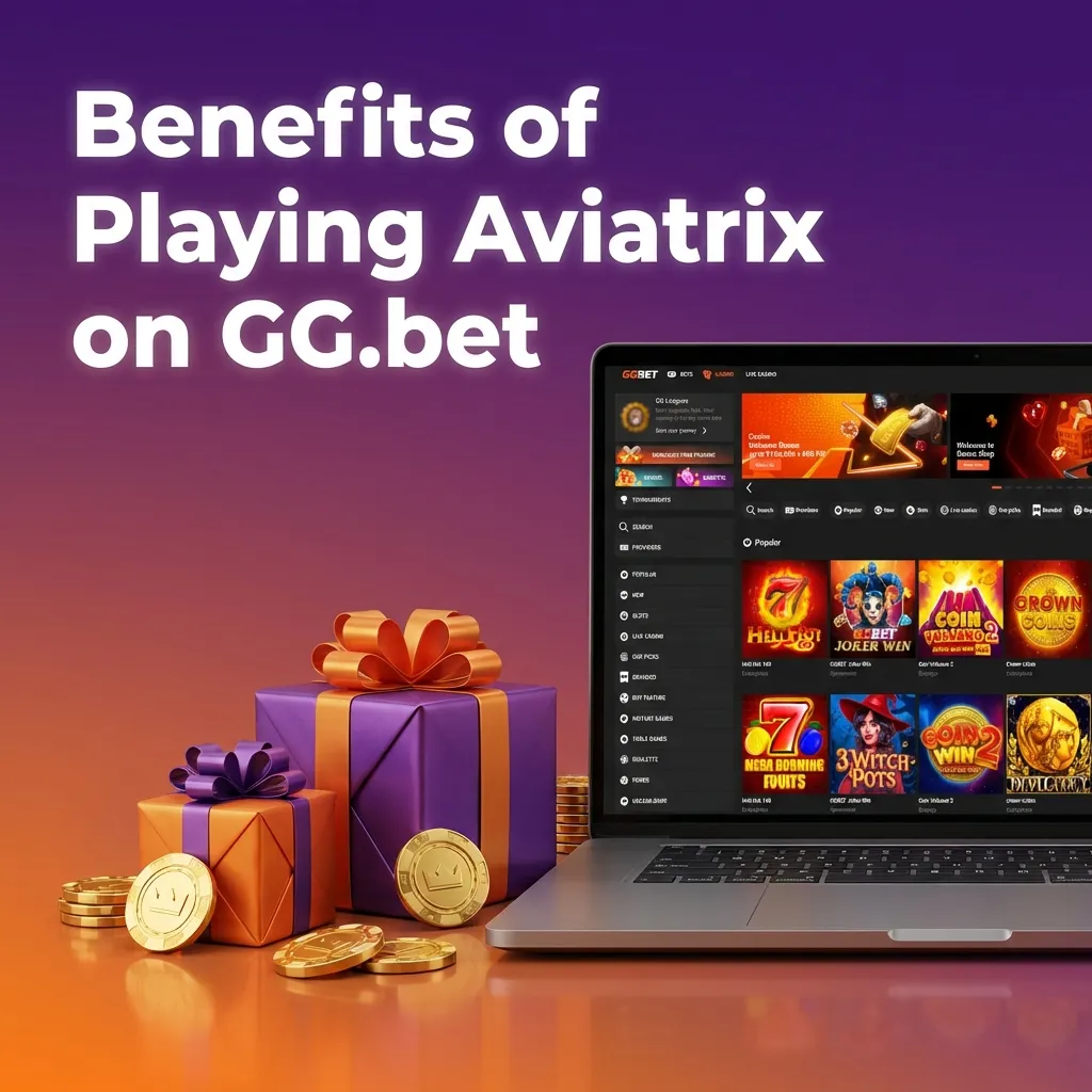 Infographic titled “Benefits of Playing Aviatrix on GG.bet” listing RTP, live stats, auto cash out, UPI, bonuses, and 24/7 support.